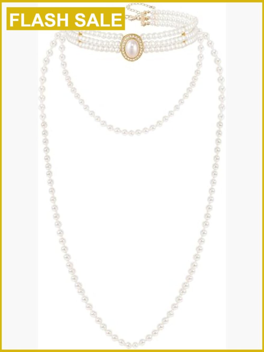 Long Pearl Choker Necklace Set - Faux Pearl Jewelry for Women Flapper